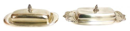 DOS MANTEQUERAS EN METAL PLATEADO