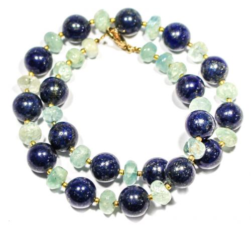 COLLAR DE LAPISLÁZULI Y AGUAMARINAS