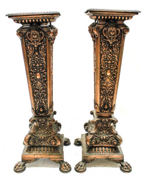 PAREJA DE COLUMNAS EN CALAMINA FLES. S.XIX