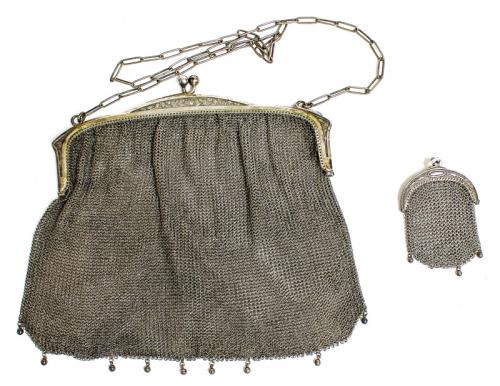  BOLSO Y MONEDERITO DE MALLA EN PLATA