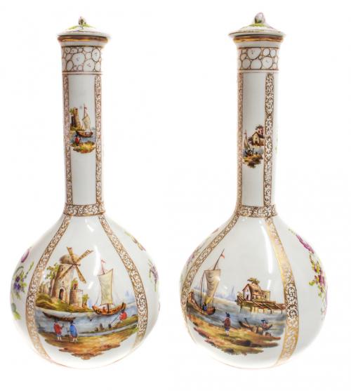 PAREJA DE JARRONES EN PORCELANA FRANCESA FLES. S.XIX