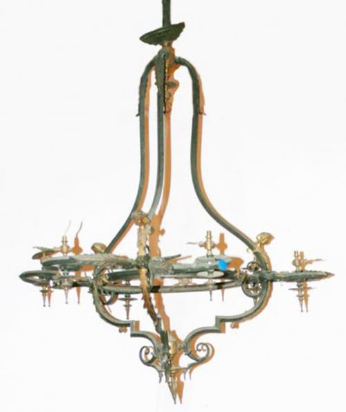LÁMPARA DE TECHO A GAS CIRCA 1890