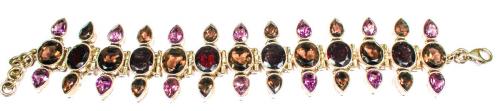 PULSERA CON GRANATES, AMATISTAS Y CUARZO FUMÉ