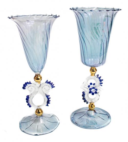 PAREJA DE COPAS EN CRISTAL VENECIANO