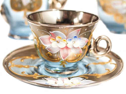 JUEGO DE CAFÉ EN PORCELANA DE BOHEMIA ESMALTADA