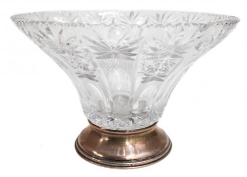 CENTRO DE MESA EN CRISTAL Y PLATA
