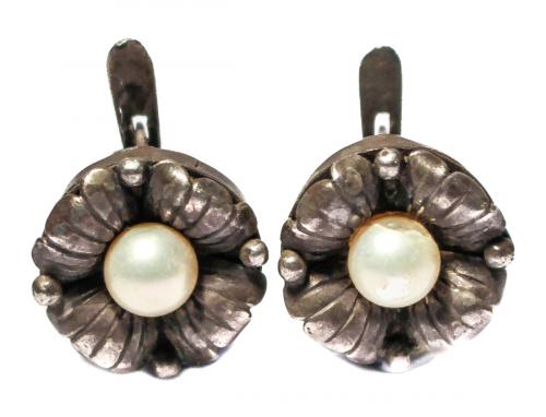 PENDIENTES FLORALES EN PLATA A´ÑOS 40