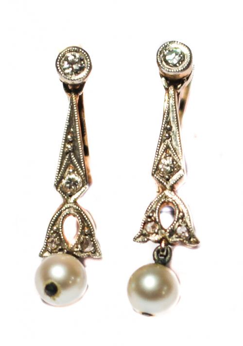 PENDIENTES PPS. S. XX CON DIAMANTES