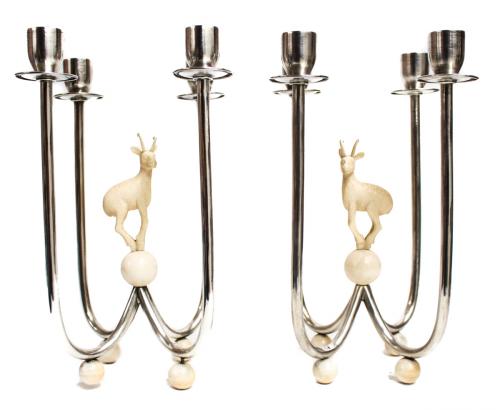 PAREJA DE CANDELABROS EN PLATA AÑOS 30