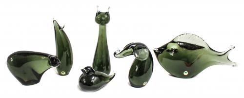 SEIS FIGURAS DE "ANIMALES" EN CRISTAL SUECO