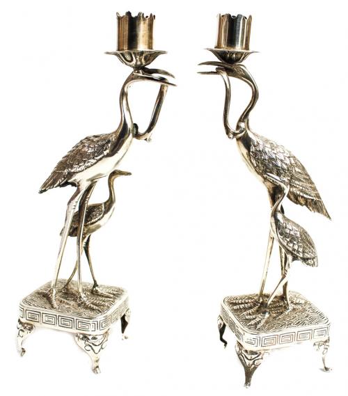 PAREJA DE CANDELEROS EN PLATA