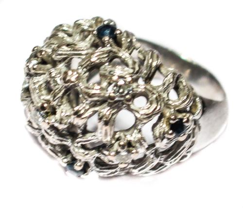 ANILLO BOMBÉ CON BRILLANTES Y ZAFIROS