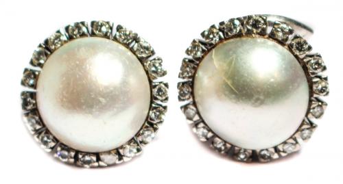 PENDIENTES PERLAS MABÉ CON BRILLANTES