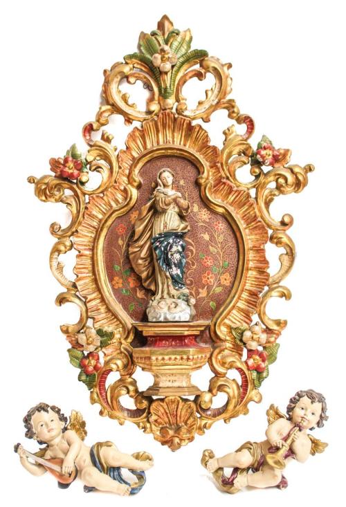 VIRGEN INMACULADA CON MÉNSULAD Y DOS ANGELITOS