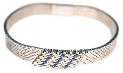 PULSERA ANCHA CON BRILLANTES Y ZAFIROS