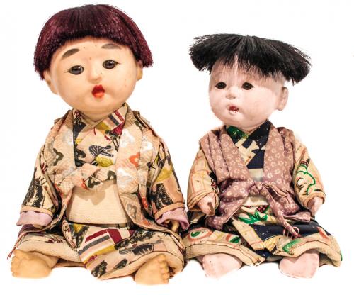 DOS MUÑECOS JAPONESES DE PPS. DEL S.XX