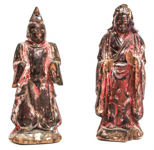 PAREJA DE TALLAS CHINAS DEL SIGLO XIX