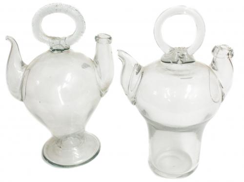 DOS "CÁNTIRS" EN CRISTAL SOPLADO