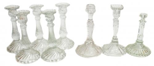 OCHO CANDELEROS EN CRISTAL. PRINCIPIOS DEL SIGLO XX