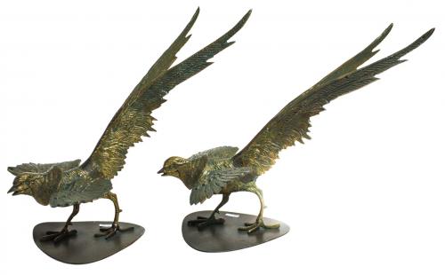 PAREJA DE FIGURAS DECORATIVAS "FAISANES"