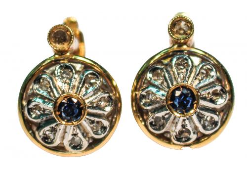 PENDIENTES CON BRILLANTES Y ZAFIROS
