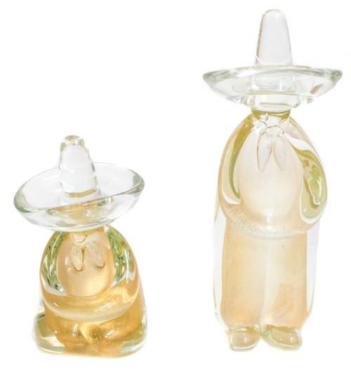 PAREJA DE FIGURAS EN CRISTAL DE MURANO "MEJICANOS"