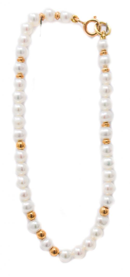 PULSERA DE ORO CON PERLAS