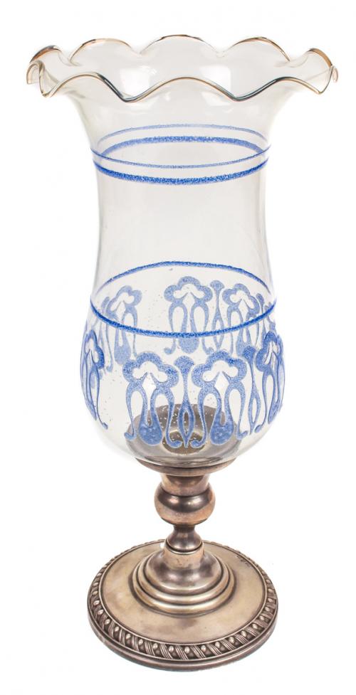 CANDELERO EN PLATA Y CRISTAL