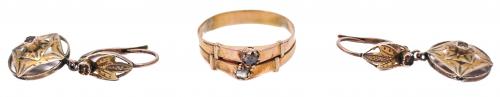 PENDIENTES Y ANILLO DE PPS. DEL S.XX