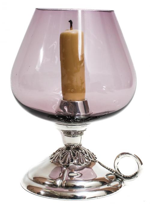 CANDELERO EN PLATA Y CRISTAL