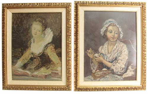 DOS CUADROS EN PETIT POINT
