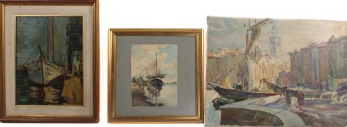 LOTE DE TRES OBRAS PICTORICAS