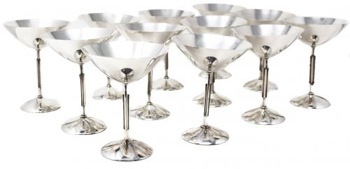CONJUNTO DOCE COPAS DE CAVA PLATA