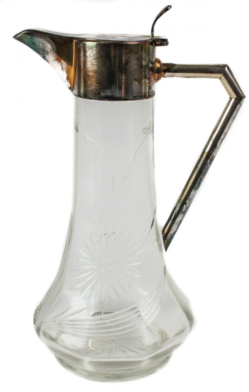 JARRA REFRESCO CRISTAL Y METAL PLATEADO