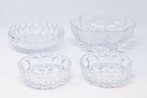 CENTRO DE MESA Y TRES BOLES EN CRISTAL