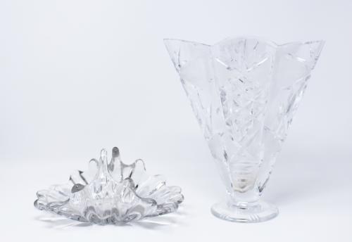 VIOLETERO Y CENTRO DE MESA EN CRISTAL
