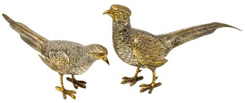 PAREJA DE FAISANES EN PLATA