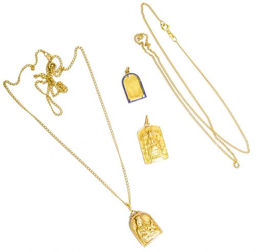 DOS CADENAS Y TRES MEDALLAS DE ORO