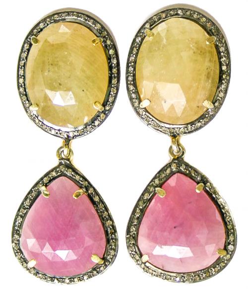 PENDIENTES CON CORINDONES Y DIAMANTES