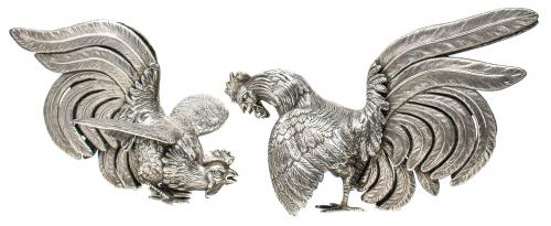 PAREJA DE GALLOS DE PLATA