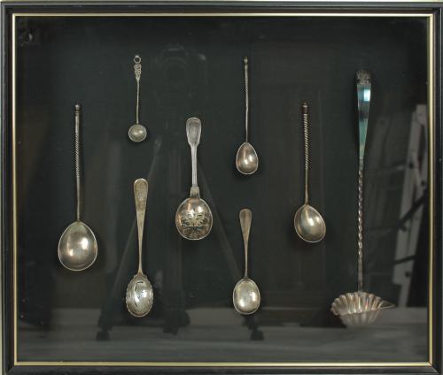 SIETE CUBHARAS Y CUHARON EN PLATA S.XIX-XX