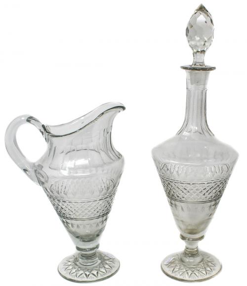 JARRA Y BOTELLA DE CRISTAL