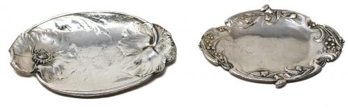 DOS PEQUEÑAS BANDEJAR ART NOUVEAU EN PLATA