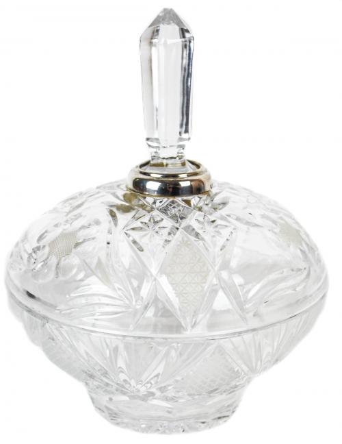 BOMBONERA EN CRISTAL Y PLATA