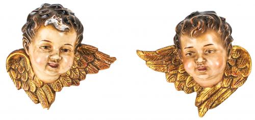 VIRGEN DE ESTUCO POLICROMADO Y DOS ANGELOTES