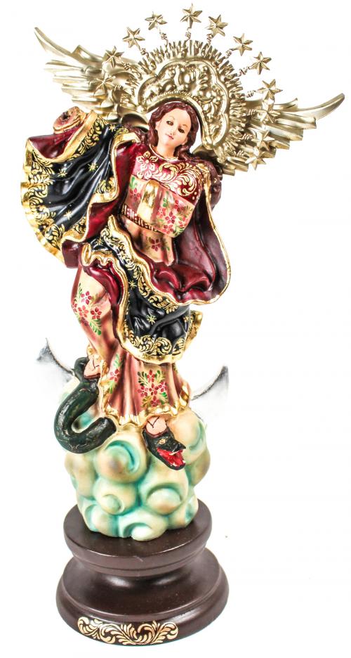 VIRGEN DE ESTUCO POLICROMADO Y DOS ANGELOTES