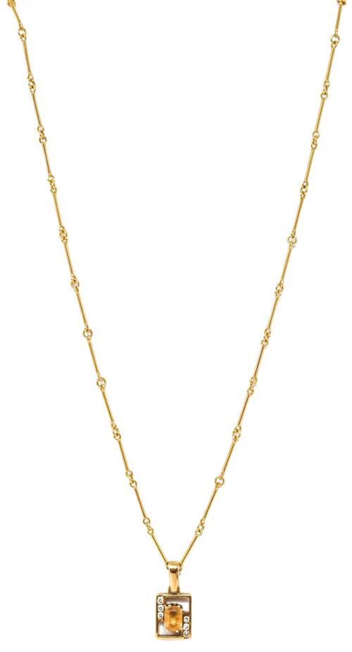 COLGANTE CON CITRINO Y BRILLANTES