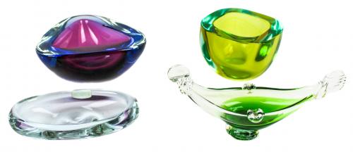 CUATRO CENICEROS EN CRISTAL DE MURANO