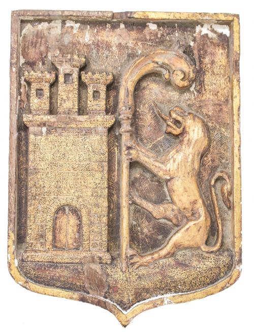 ESCUDO MADERA SOBREDORADA