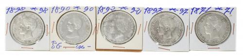 CINCO MONEDAS "DUROS" EN PLATA